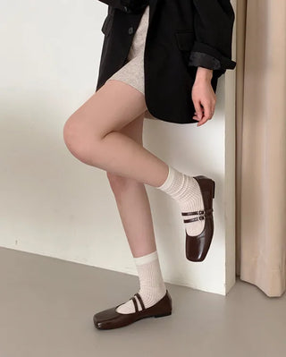 Double-strap Mary Jane flat shoes