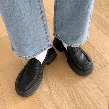 Simple platform loafers (2 colors)
