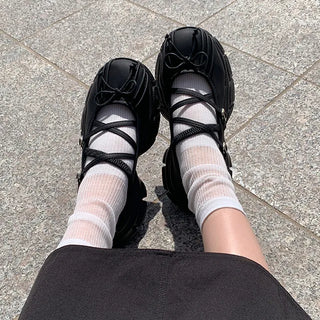 Mary Jane Ribbon Platform Loafer Sneakers (2 colors)