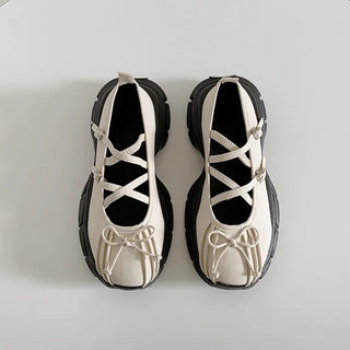 Mary Jane Ribbon Platform Loafer Sneakers (2 colors)