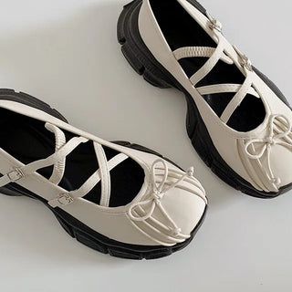 Mary Jane Ribbon Platform Loafer Sneakers (2 colors)