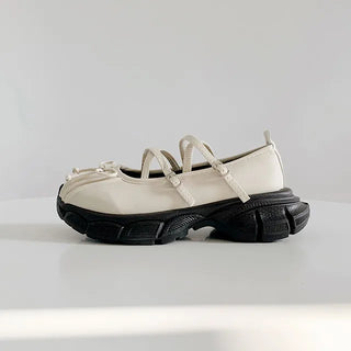 Mary Jane Ribbon Platform Loafer Sneakers (2 colors)