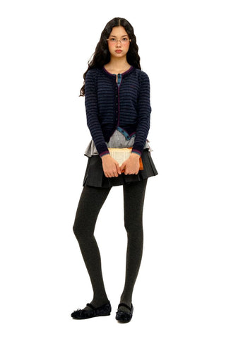 [Moromoro2] Striped Mesh Lace Knit Set