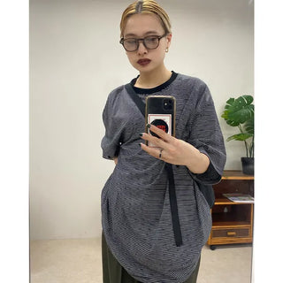 Striped oversized short-sleeved T-shirt