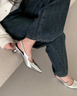 Pointed-toe Mary Jane pumps