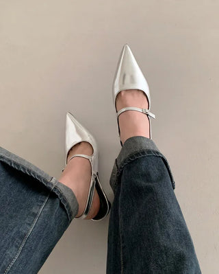 Pointed-toe Mary Jane pumps
