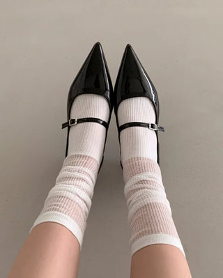 Pointed-toe Mary Jane pumps