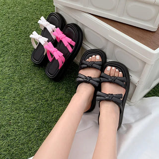Ribbon platform sandals (3 colors)