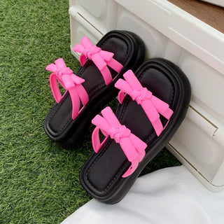 Ribbon platform sandals (3 colors)