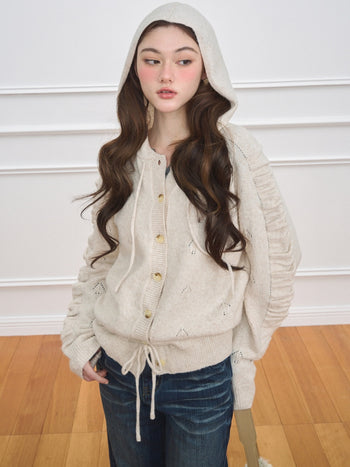 [NECY] Love Drawstring Hoodie Cardigan (2color)