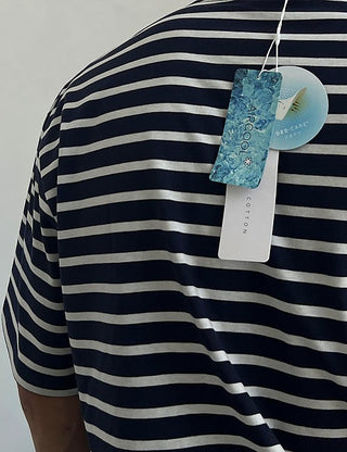 (Short Sleeve) Boat Embroidered Striped T-shirt (High Q)