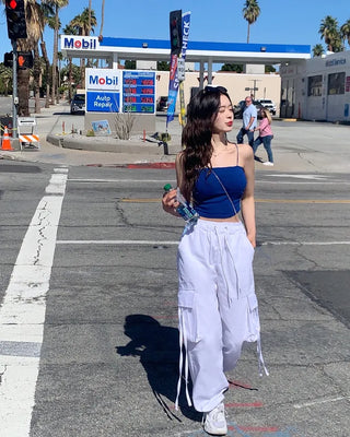 [Unisex] Drawstring Hem Cargo Pants (2 colors)
