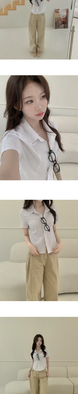 Pupa striped short-sleeve shirt blouse