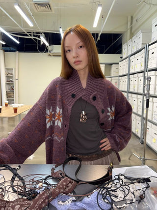 [NeverSeez] Fair Isle Wool Blend Cardigan