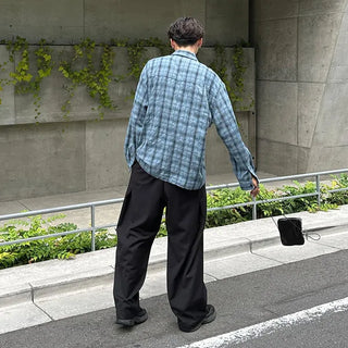 Cotton check long-sleeved shirt