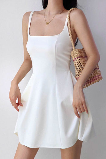 u-neck high waist a-line dress