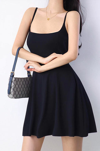 u-neck high waist a-line dress