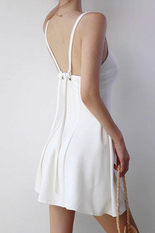 u-neck high waist a-line dress