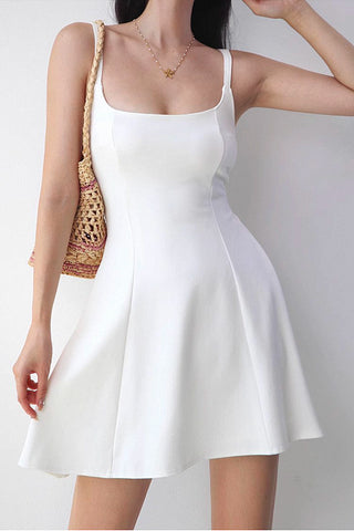 u-neck high waist a-line dress