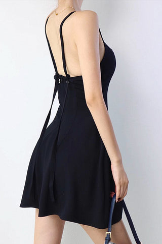 u-neck high waist a-line dress