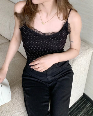 Polka dot lace camisole