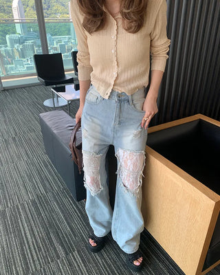 Heart Button Round Cardigan