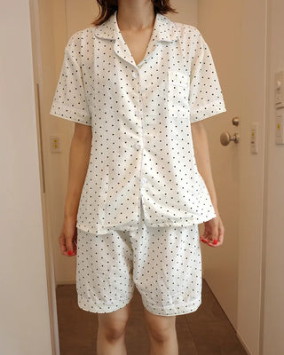 Polka Dot Half-Sleeve Shirt & Shorts Pajama Set
