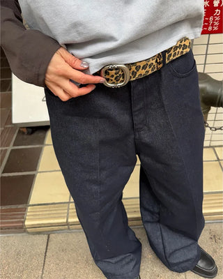 Antique buckle leopard belt
