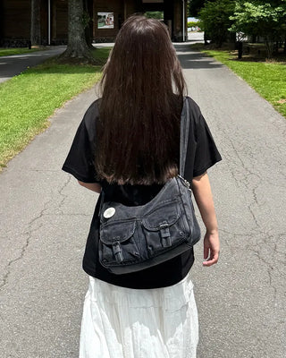 2-Pocket Denim Shoulder Bag