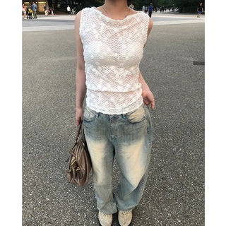 Vintage Wash Wide Denim Pants