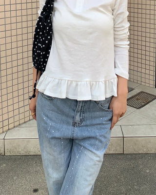 Cubic Wide Denim Pants