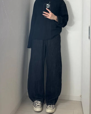 (UNISEX) Buckle Balloon Denim Pants