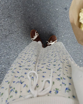 Flower Waist String Long Skirt