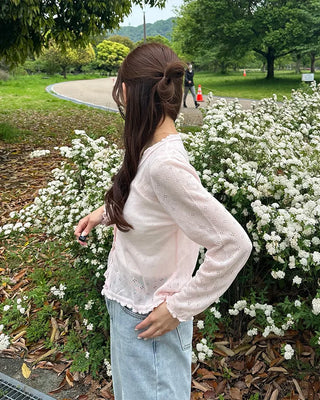 See-through perforated cardigan