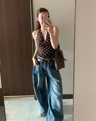 Polka Dot Halter Neck Sleeveless