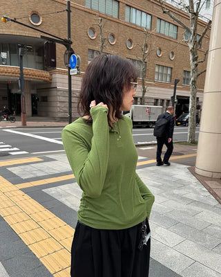 Henley neck layered T-shirt
