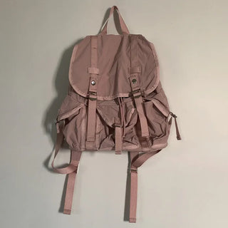 Double buckle pocket nylon backpack/rucksack