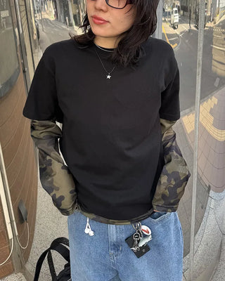 Camouflage layered T-shirt
