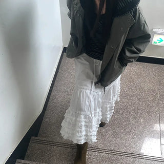 Frilled long skirt