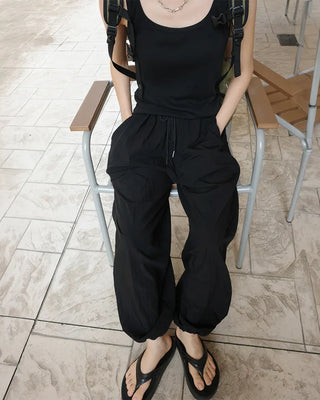 String Point Wide Easy Pants