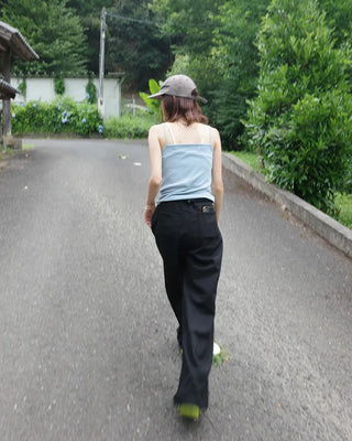 Wide-leg pleated cotton pants