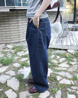 Pintuck Wide Denim Pants