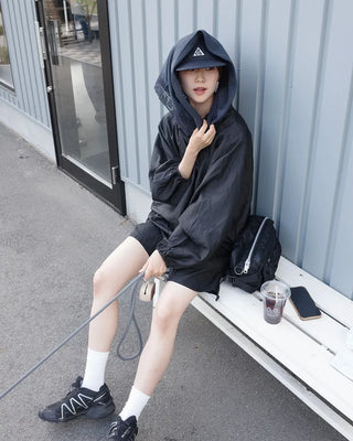 Elastic waist nylon shorts