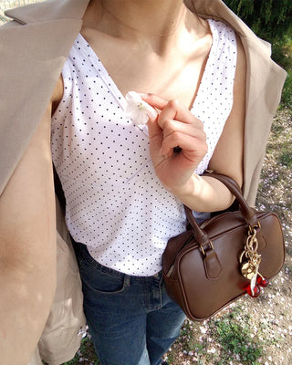 V-neck polka dot sleeveless top