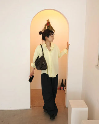 Basic long-sleeved cotton shirt