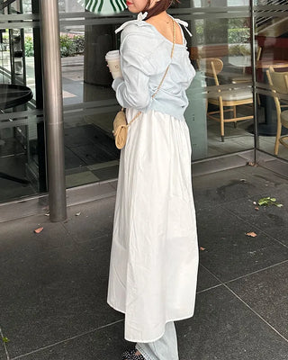 Ribbon flared long skirt