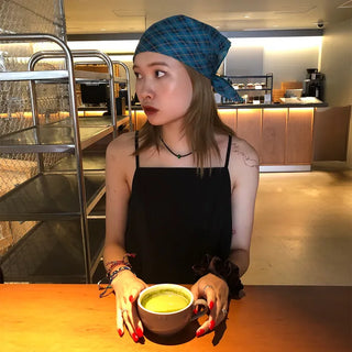 Square check scarf