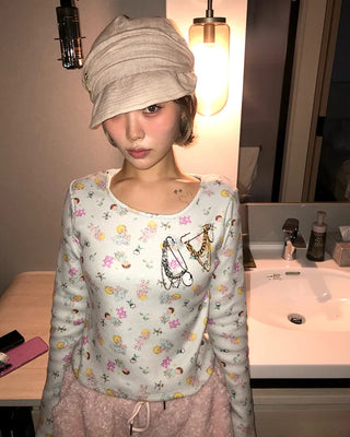 Baby Jewel Neck Cropped Fleece-Lined Cut and Sew Top