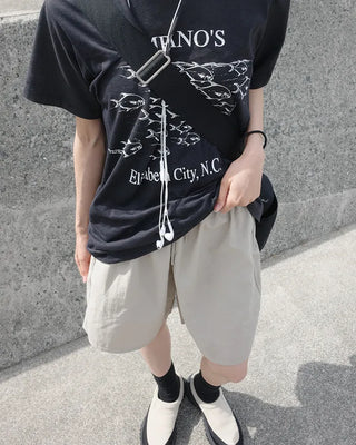 Nylon shorts with string waistband