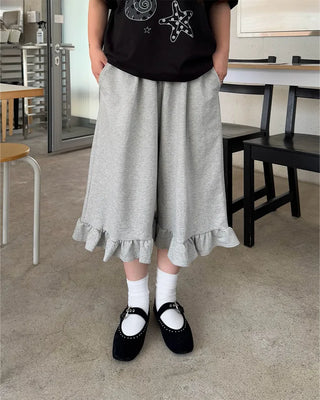 Frilled mid-length sweatpants